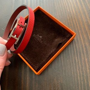 Hermès leather wrap Behapi double tour bracelet